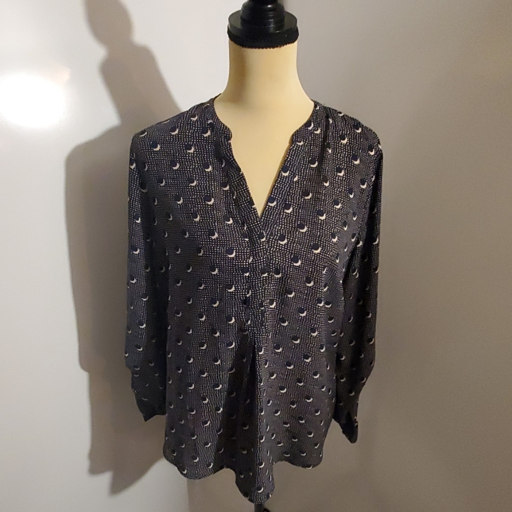 The Limited Navy and Cream Blouse